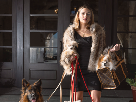 Photo of woman dressed up and walking dogs by Jenn Myers