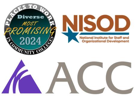 NISOD logo, Diverse logo, and ACC logo