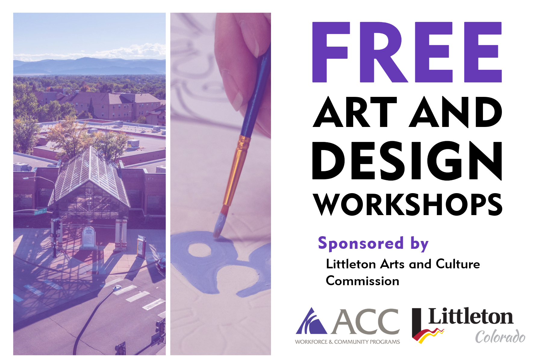 Free Art and Design Workshops (ACC Art & Design Center | hand drawing with a pencil on paper)