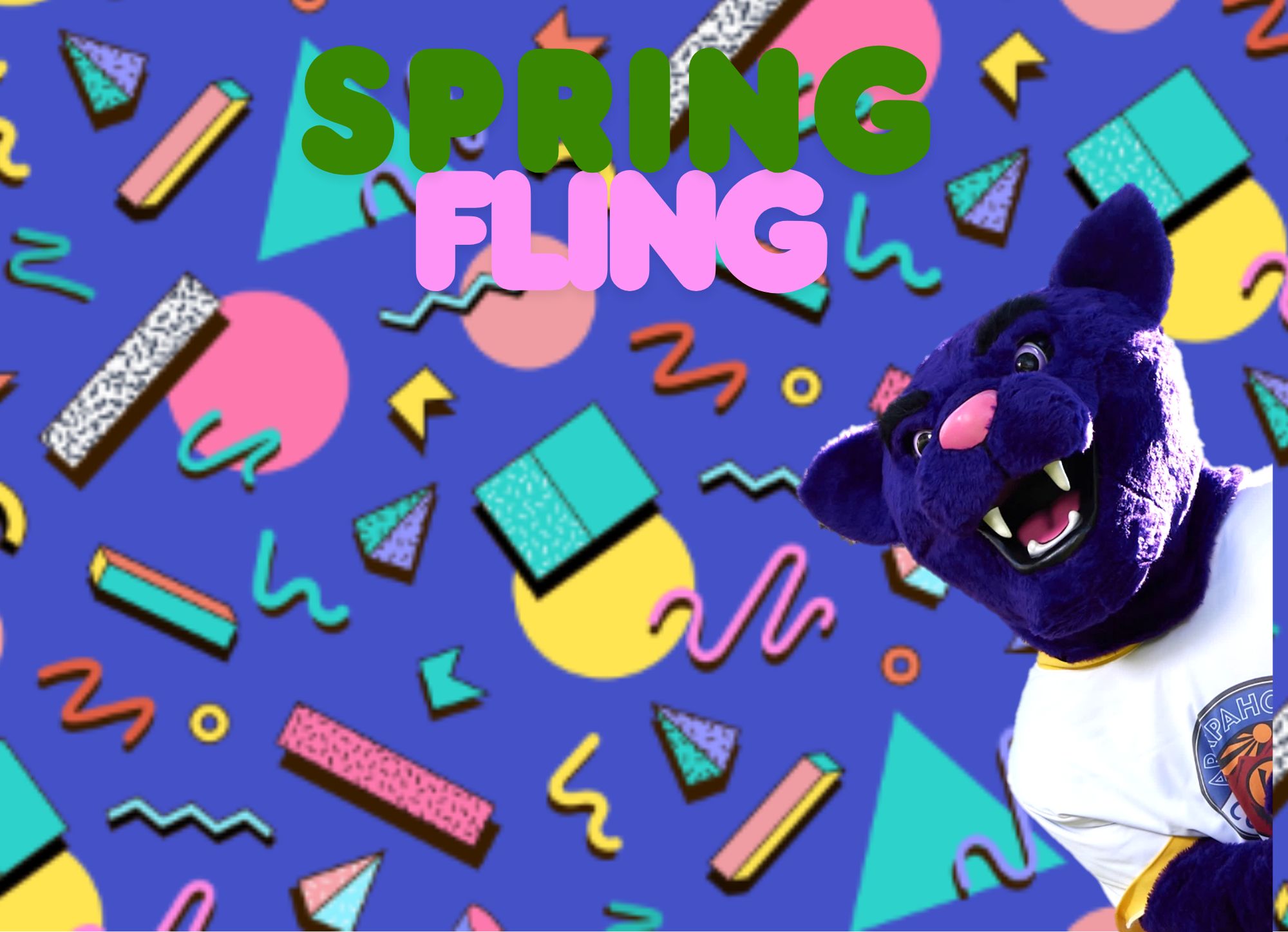 Spring Fling - confetti background and ACC puma mascot