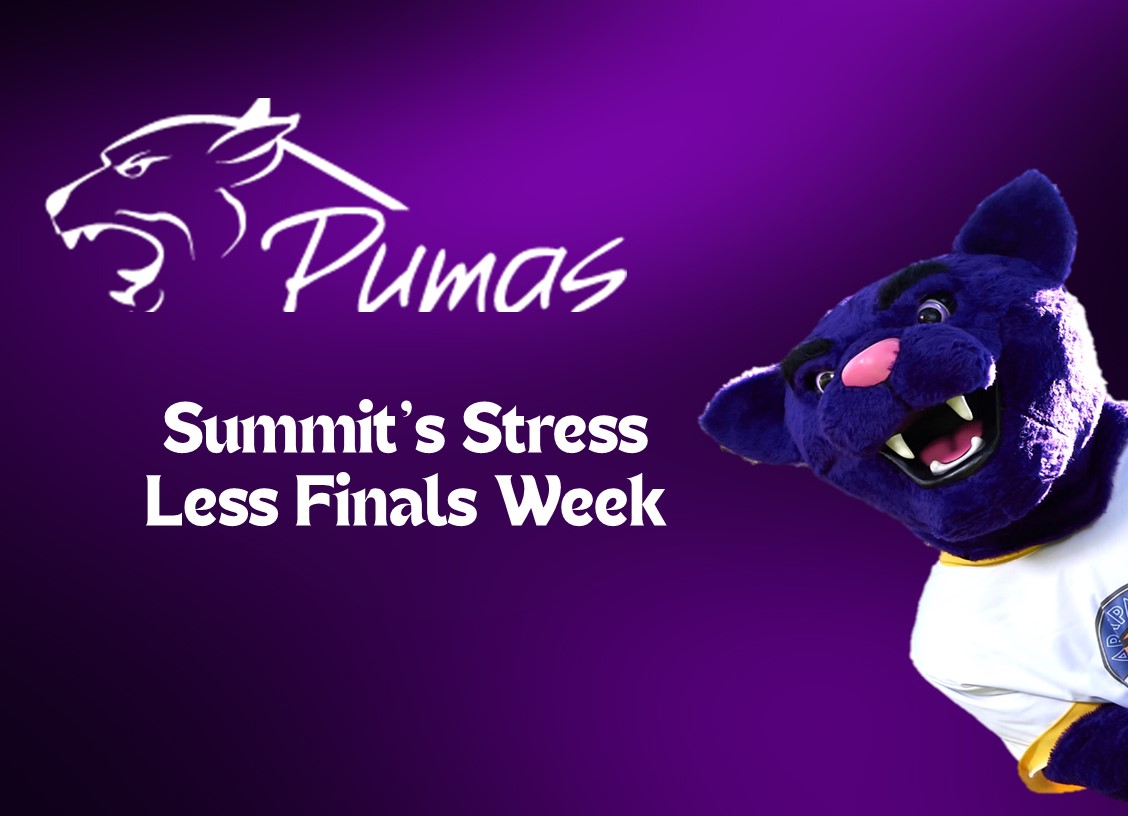 Summit's Stress Less Finals Week - ACC puma logo and puma mascot