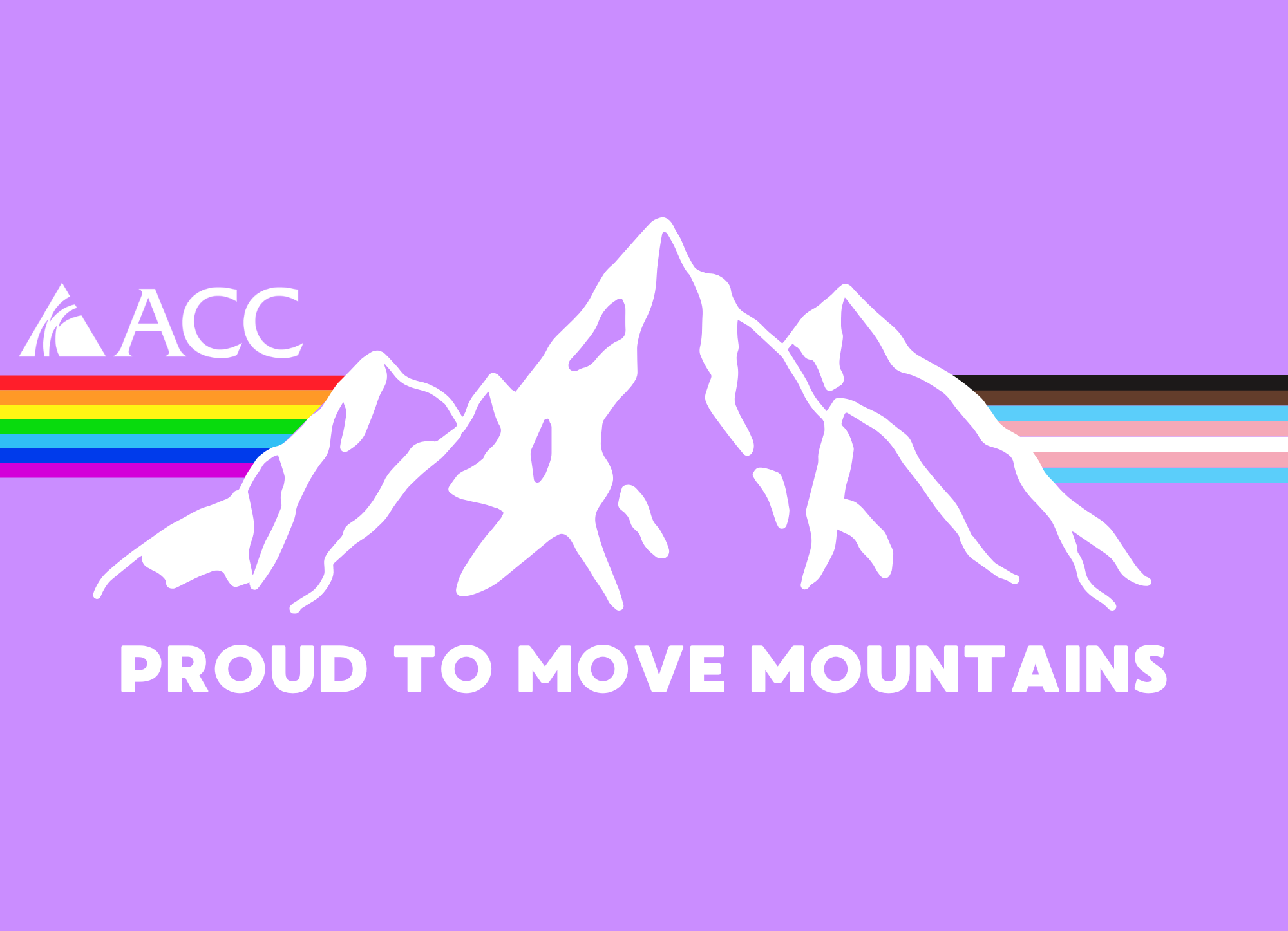ACC logo, mountains, Proud to Move Mountains on purple background
