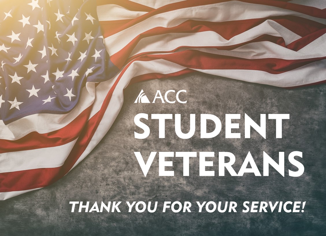 Student Veterans - American Flag, ACC logo - Thank you for your Service