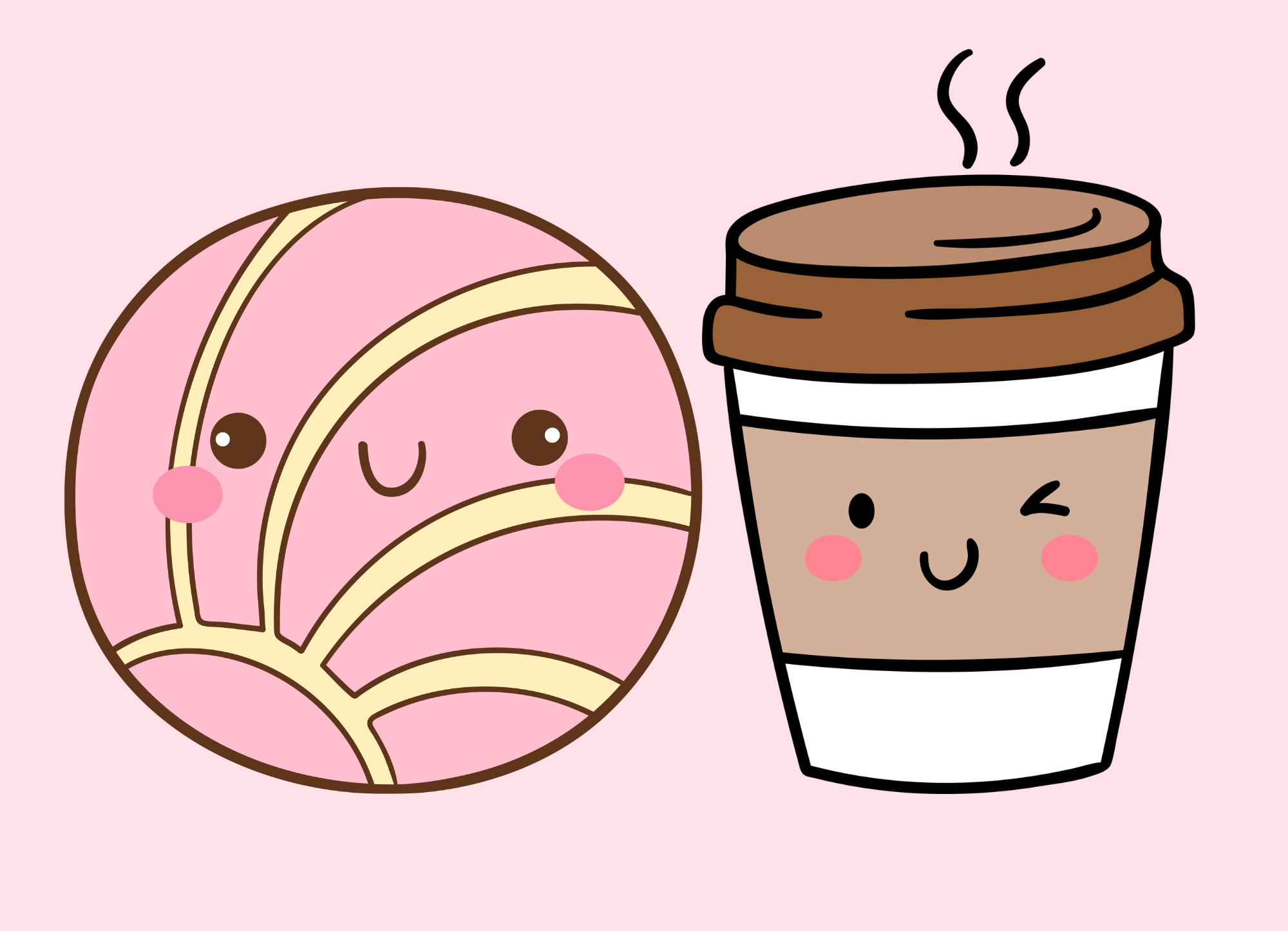 cartoon donut and coffee