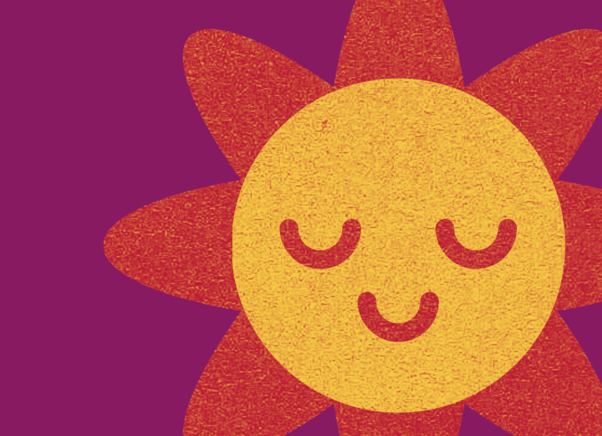 Cartoon sun on a purple background