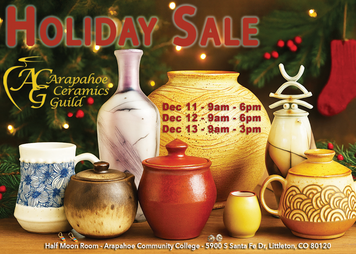 Holiday Pottery Sale flyer - ceramic jugs and vases