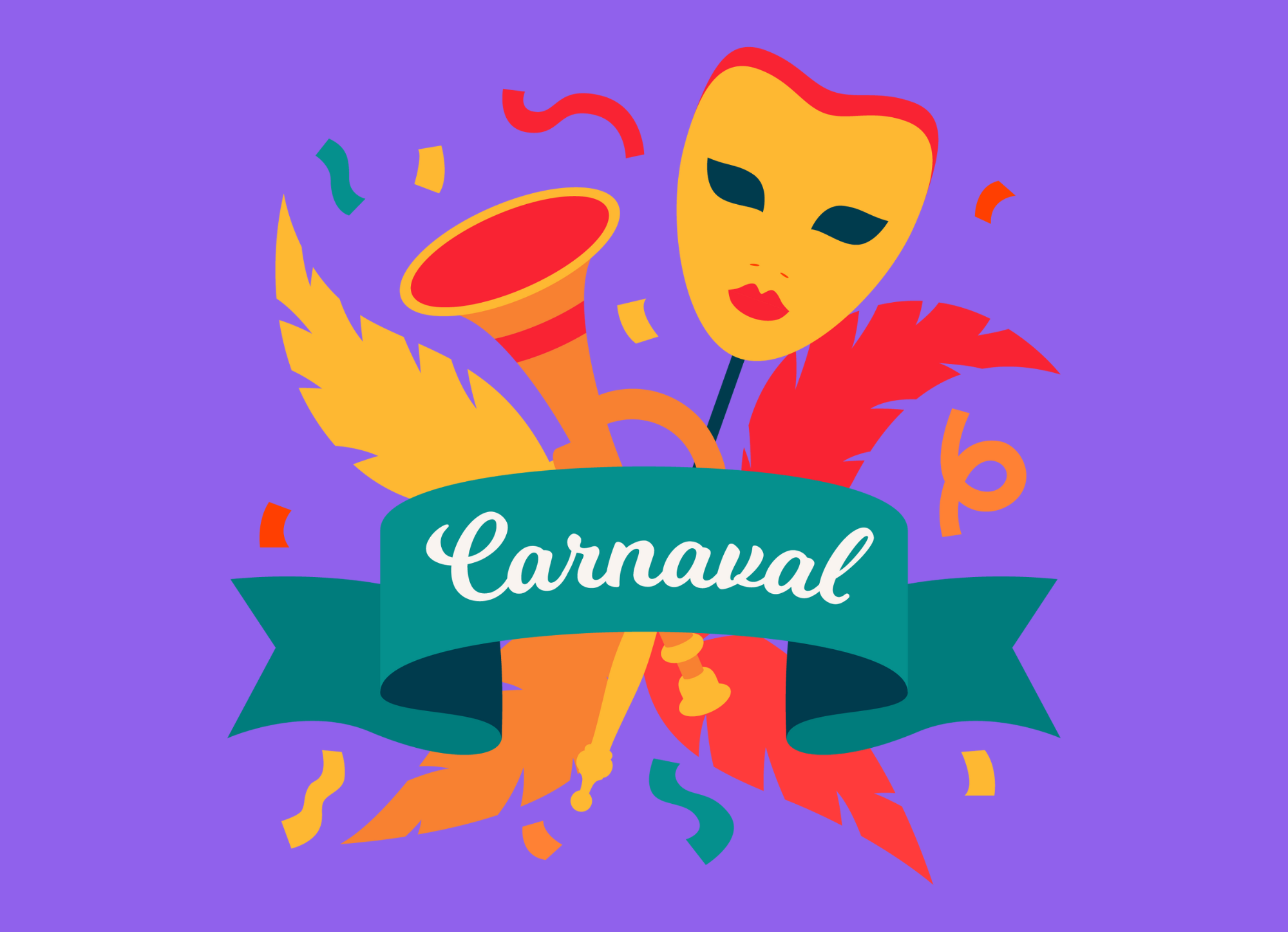 Cartoon masks and banners