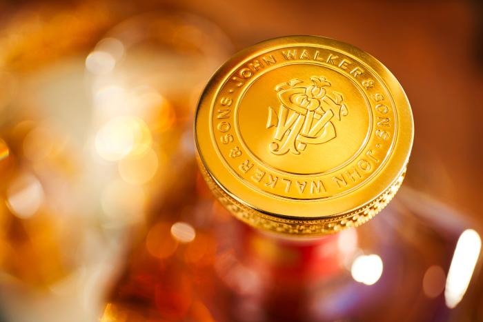 John Walker whisky bottle top close up - photo by Kate Blakeman