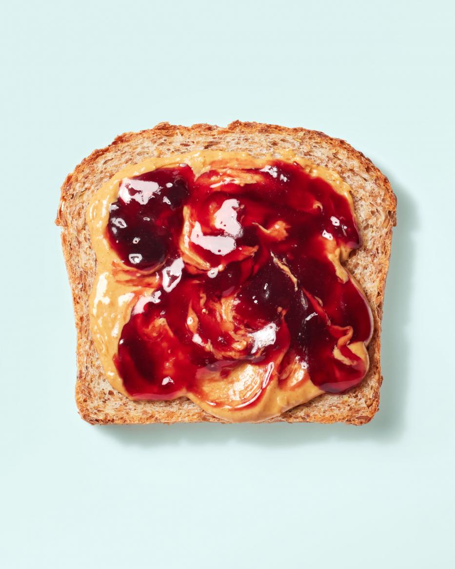photo of peanut butter and jelly on bread by Kate Blakeman