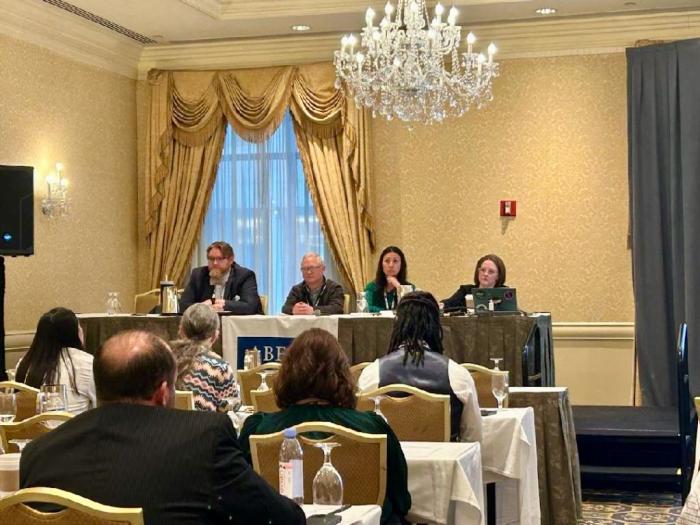 ACC Mortuary Science chair Faith Haug on a panel at a conference.
