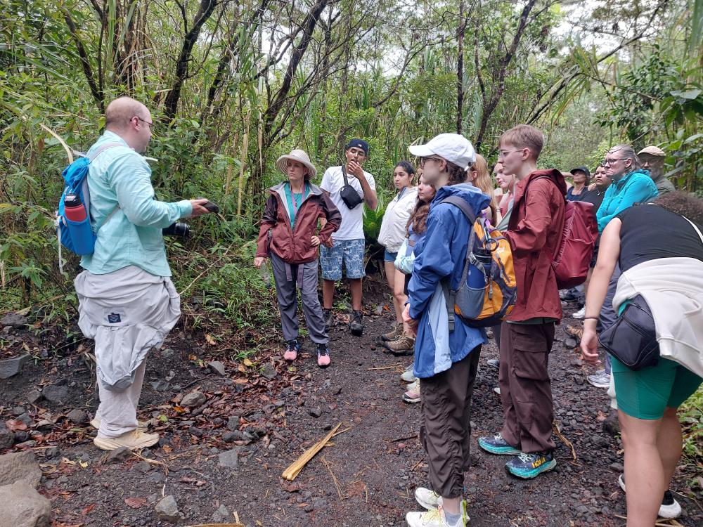 ACC Professor Mark Leatherman teaching in the Arenal Volcano National Park.