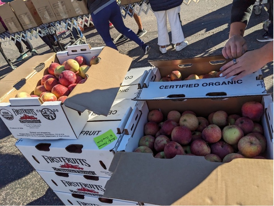 Boxes of food at Fresh Thanks day