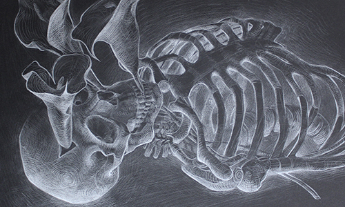 Adrian Kinyon colored pencil on black paper Drawing I