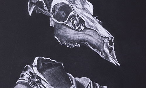 Marjorie Patino, Modest Portrait, Colored Pencil on Black Paper