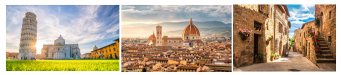 collage of pictures of Florence and Pisa