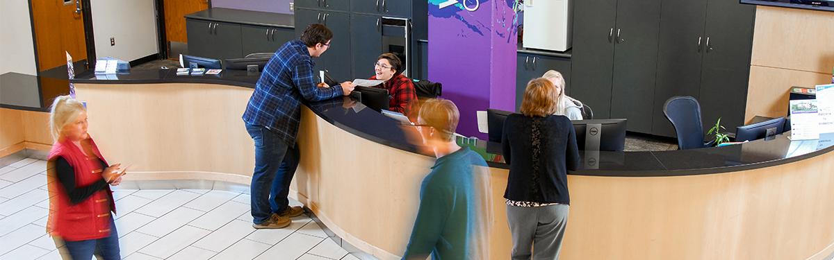 Students at the Welcome Center