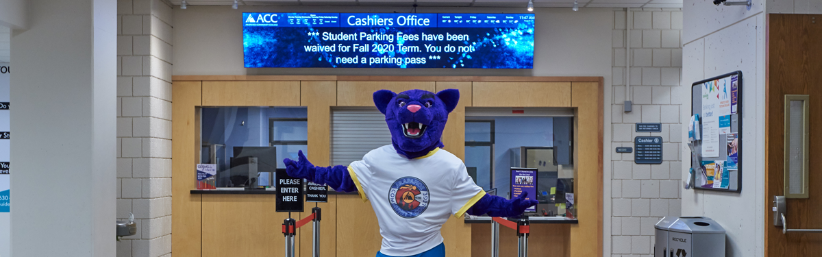 ACC Puma in front of ACC Cashier's Office at the Littleton Campus