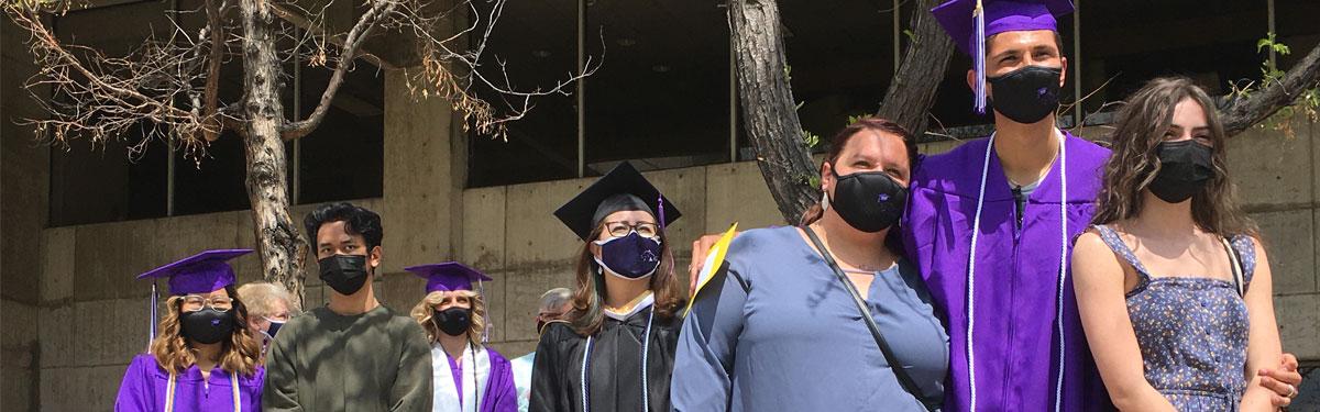 ACC graduates with their families at the 2021 Commencement Ceremony.