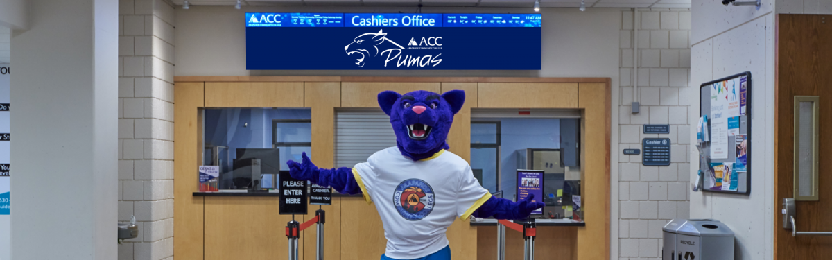 ACC Puma in front of ACC Cashier's Office at the Littleton Campus
