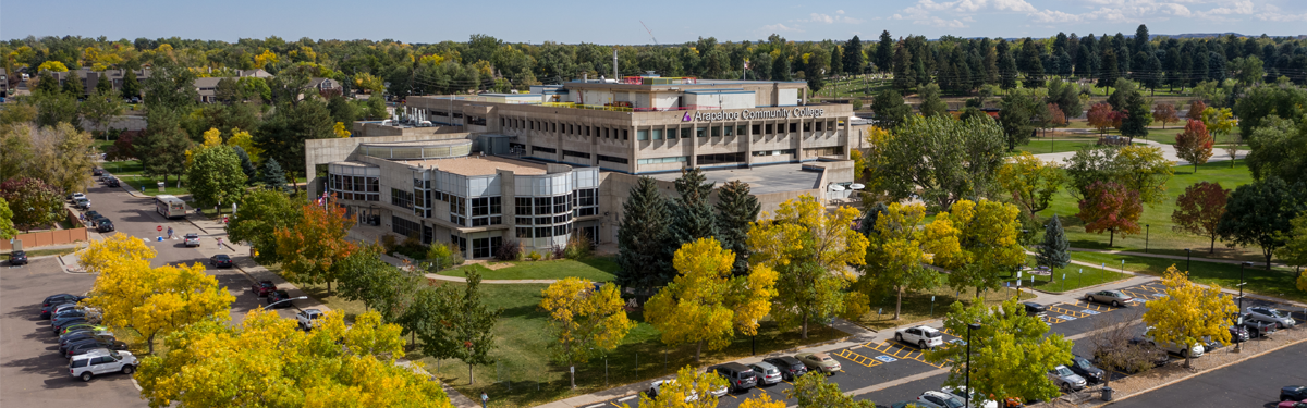 ACC Littleton Campus Main building from drone.