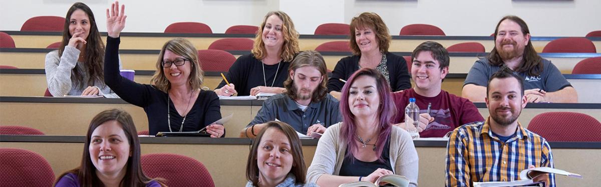 ACC students sitting in a classroom at the Littleton Campus.