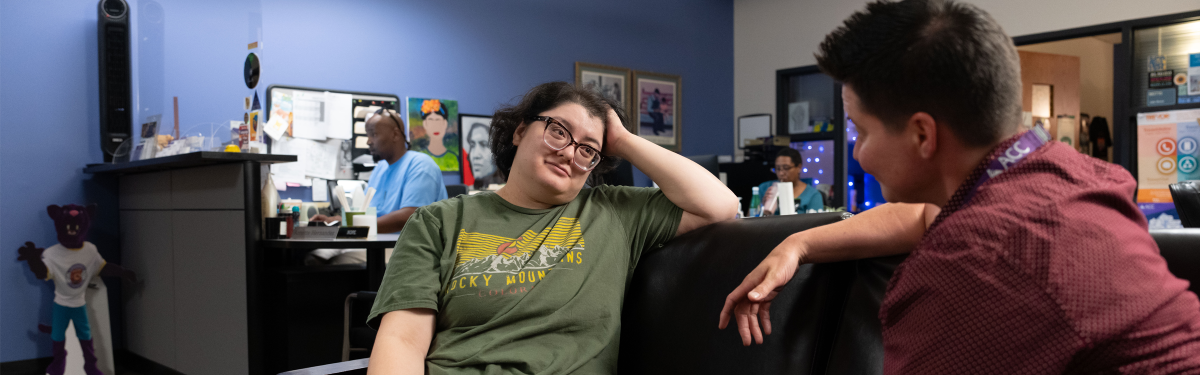 ACC student working with employee in the Dean of Students Office.