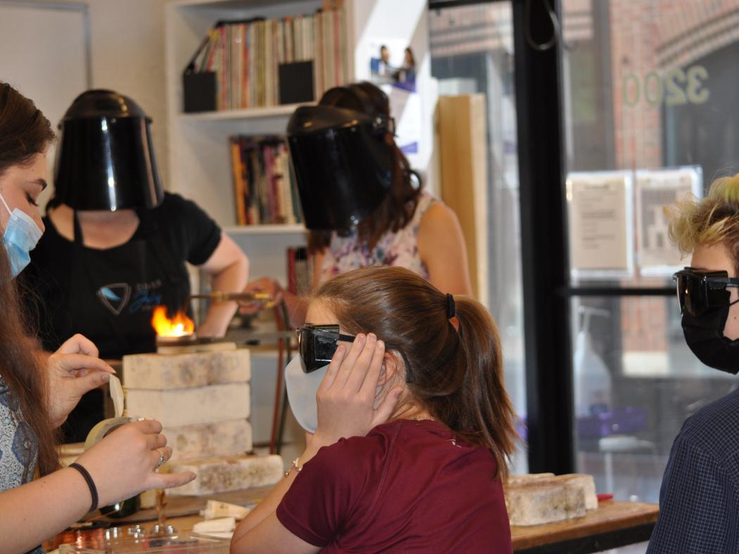 ACC Workforce & Community Programs Summer Youth Camp students in jewelry and metal working class.