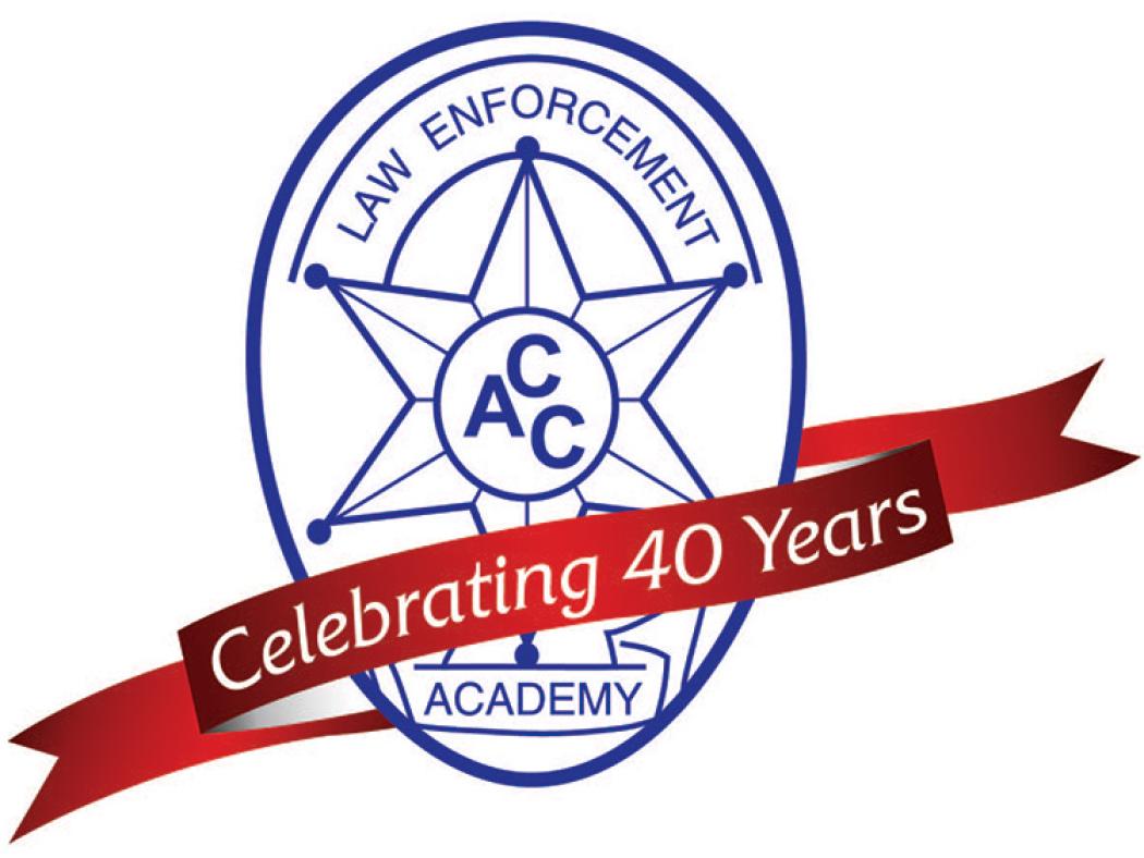 Arapahoe Community College Law Enforcement Academy logo with Celebrating 40 Years banner over it