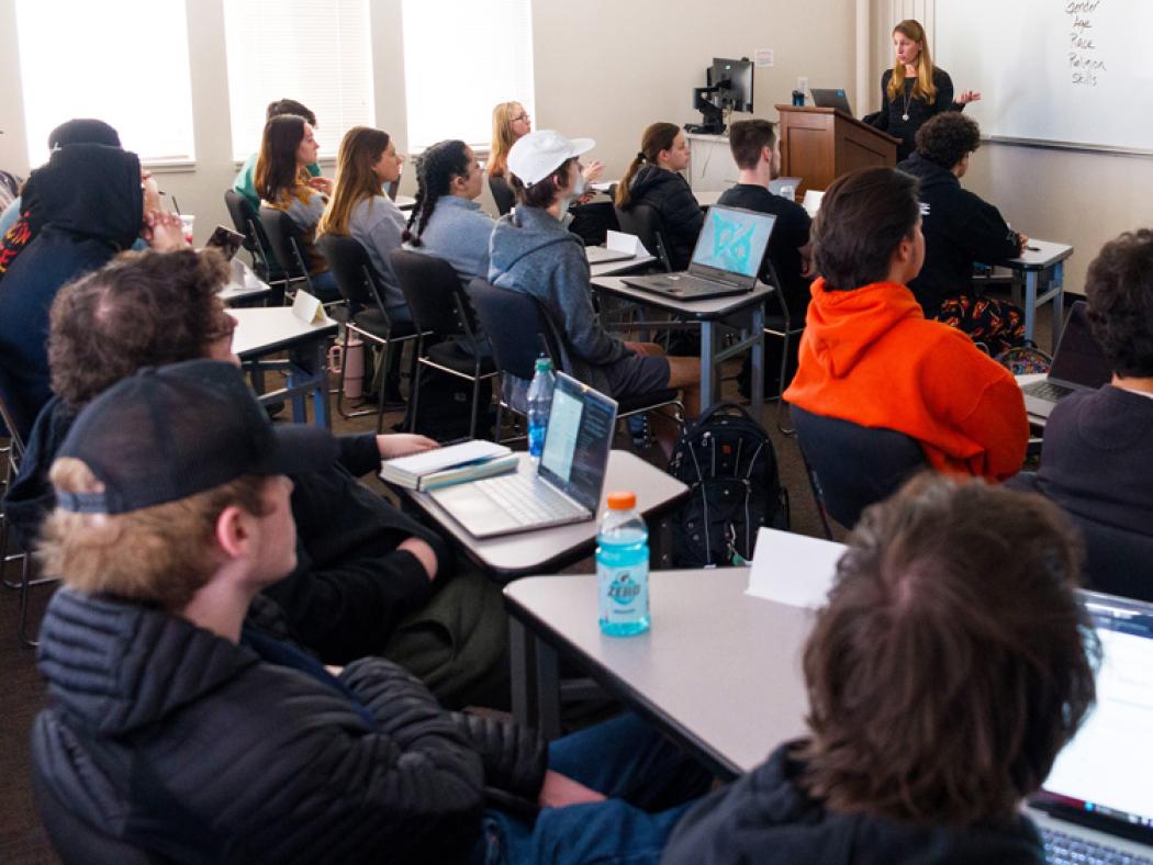 ACC students in a classroom during lecture at the Littleton Campus.