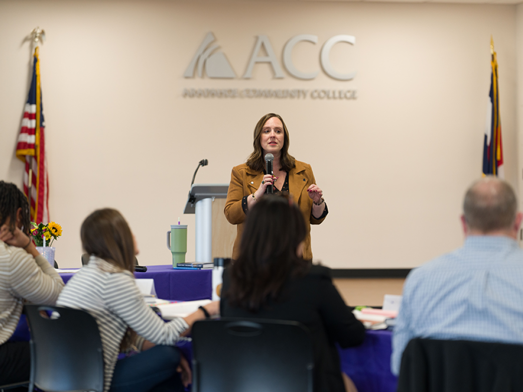 Amy Savage, Leadership Development Consultant at FlashPoint Leadership, facilitates “The Leadership Challenge Program” at January’s session of the Littleton Leadership Academy.