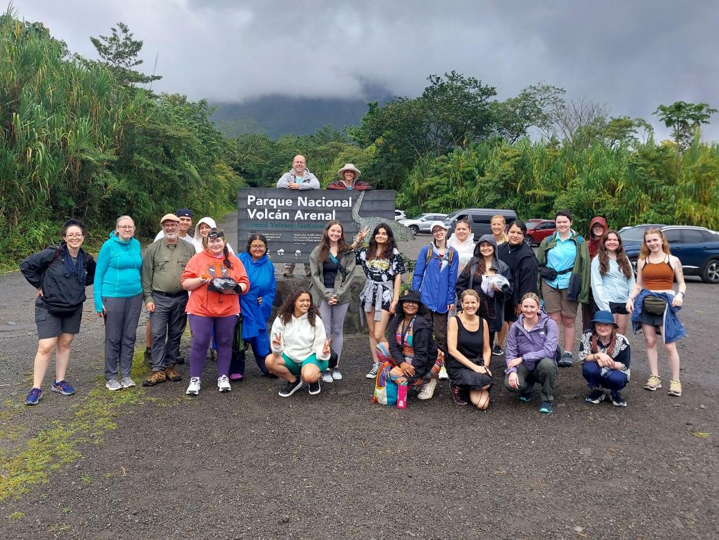 ACC students and faculty members pose for a group photo during a study abroad trip to Costa Rica.