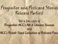 ACC Progenitor and Postcard Anthology Release party flyer