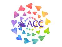 ACC logo surrounded by circling rainbow colored hearts