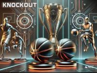 Knockout - ACC logo - images of metal basketball players, basketballs, and a trophy