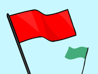 red flag and a green flag on a blue background