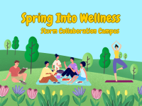 Spring Into Wellness - Sturm Collaboration Campus - cartoon people having a picnic outside