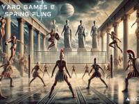 Gladiators playing volleyball graphic