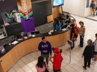 Students getting help at the Welcome Center at Littleton Campus