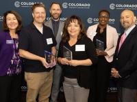 Stephanie Fujii, Nathan Abels, Brady Hoback, Annette Hernandez, Sandra Redley-Butler and Joe Garcia at the Colorado Community College System (CCCS) Employee Excellence Awards luncheon