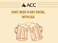 Root Beer Float Social with SGA (2 mugs clinking clipart, ACC logo)