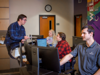 ACC students and staff at the Welcome Center at the Littleton Campus.
