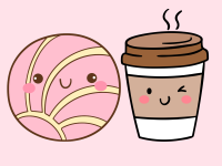 cartoon donut and coffee