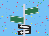 sign holder with arrows and blank street signs