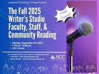 Fall 20205 Writer's Studio Faculty, Staff, & Community Reading flyer