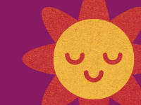Cartoon sun on a purple background
