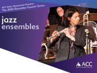 ACC student playing flute during a Jazz Ensemble concert at the Littleton Campus - Jazz Ensembles - ACC logo