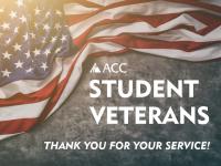 American flag - ACC logo - Student Veterans - Thank you for your service!