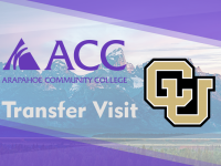Graphic containing the ACC logo and the University of Colorado Boulder logo indicating a transfer visit event.