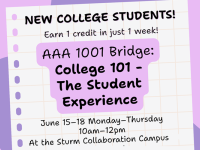 AAA 1001 Summer Bridge: College 101 – The Student Experience flyer