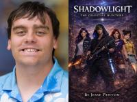 ACC Alum Jesse Penton (left) | "Shadowlight: The Celestial Hunters" book cover (right)